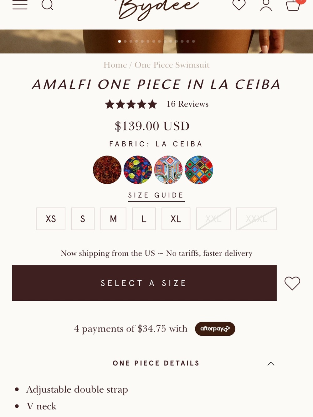 BYDEE nwt AMALFI ONE PIECE IN LA CEIBA - Picture 7 of 12